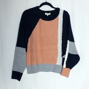 Promesa Cable Knit Color Block Sweater